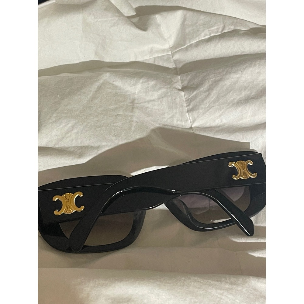 CELINE PARIS CL40216U Black Acetate Square Sunglasses with Gold Triomphe Logo - Picture 3 of 9